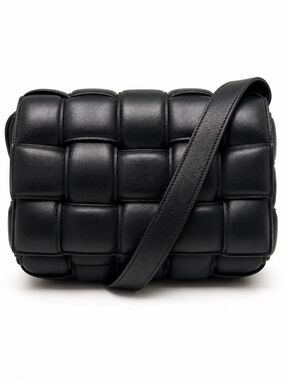 BOTTEGA VENETA Cassette Medium Padded Intrecciato Leather Crossbody Bag - Black